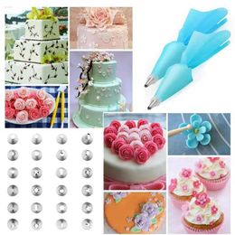 Baking Tools Bag Silicone Icing Piping Cream Pastry 6 Stainless Steel Cake Nozzle Decorating Tips Fondant