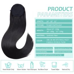 Long Straight Ponytail Drawstring Pony Tail Synthetic 30inch Clip In Hair Extensions for Women Heat Resistant Fake Hair