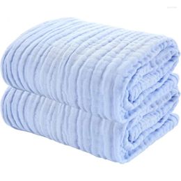 Towel YEBON ProC 2Pcs Baby Muslin Bath Towels 6 Layers Infant Born Swaddle Blanket 41.3 X41.3 Inches Registry As Shower (Blue)