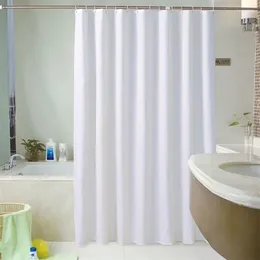 Shower Curtains Solid Colour Bath Curtain White Simple High Quality Waterproof Comfortable For Bathroom With Plastic Hooks
