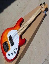 5 strings Cherry Sunburst Active Circuit Electric Bass Guitar with White Pearl PickguardChrome hardwareMaple fingerboardoffer c6319560