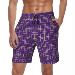 Men's Shorts Males Board Geo Print Casual Swim Trunks Argyle Square Breathable Sportswear Plus Size Beach