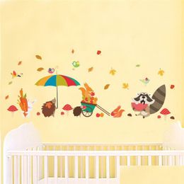 Wall Stickers Funny Animal Collect Foods For Kis Room Decoration Cartoon Safari Mural Art Diy Home Decal Pvc Poster Drop Delivery Gard Dhni5