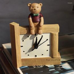Table Clocks Lovely Bear Pastoral Clock Exquisite Home Furnishings