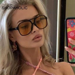 Sunglasses Retro oversized sunglasses for womens fashion brand large frame sunglasses for women candy Colour Ins style aviation Oculos De Sol J240330