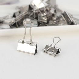 10PCS/Set Metal Paper Clip 15 19 25 32mm Foldback Metal Binder Clips Silver Grip Clamps Paper Document Office School Stationery
