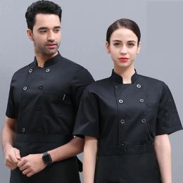 new Long short Sleeve Man Western Restaurant Chef Jacket Woman Cafe Kitchen Work Wear Bakery Cooking Tops Fast Food Chef Uniform