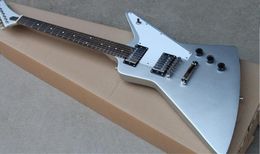 explorer silver electric guitar mahogany body and head rosewood fretboard 22 fret fixed bridge white pickguard1696670