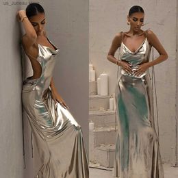 Urban Sexy Dresses Shiny Sheath Long Prom Dress Summer Strap Sexy Backless Slveless Party Evening Gown Celebrity Cocktail Robe De Marie T240330