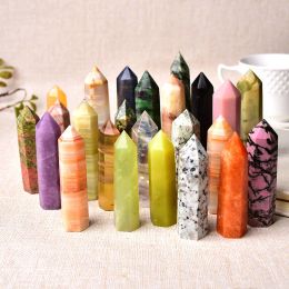 24 Color Natural Stones Crystal Point Tower Amethyst Rose Quartz Healing Stone Energy Ore Mineral Reiki Obelisk Home Decoration