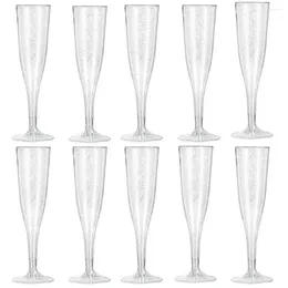 Disposable Cups Straws 10pcs 4.5OZ Golden Silver Cocktails Goblet Champagne Cup Red Beverage Wine Glasses Wedding Birthday Kitchen Party