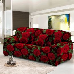 Stretch Dust-proof Sofa Cover Elegant Rose Flowers Design Couch Covers 1/2/3/4 Seater Washable Slipcovers For Living Room Decor