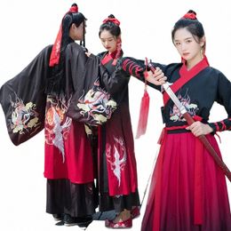 embroidery Hanfu Traditial Dance Costumes Women Men Folk Festival Outfit Crane Fairy Dr Rave Performance Clothing DC3457 V0uk#