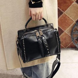 Totes Brand Women Leather Handbags Fashion Rivet Female Bag Black High Capacity Crossbody Bags For Ladies Luxury Shoulder