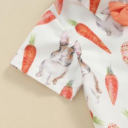 Clothing Sets Toddler Boy Easter Outfit Carrot Print Short Sleeve Lapel Shirt With Elastic Waist Solid Colour Shorts Clothes