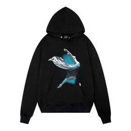 Represente Hoodie Vintage Washed Water Surface Moon Night Scene Pattern Hoody Pullover Men Women Sweatshirts Fast 136 171