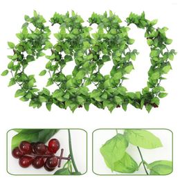 Decorative Flowers 3 Pcs Green Leaves Grape Vine Plant Decor Artificial Fruit Plastic Realistic Simulated