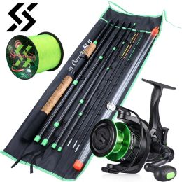 Combo Sougayilang 3.0m Carp Fishing Combo L M H Power Feeder Rod and Spinning Reel with Free 500m Nylon Line Full Kit Pesca