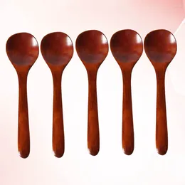 Coffee Scoops 5 Pcs Small Wooden Spoon Stirring Honey Ice Cream Scoopers Mixing Bamboo Spoons