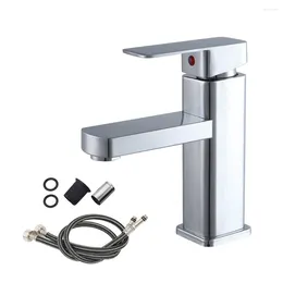 Bathroom Sink Faucets Mixer Tap Durable Modern Countertop Basin Faucet Cold Water Stainless Steel Single Lever Washroom Kitchen