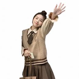 women's Style College School Shirt Top Temperament Korea Suit 2023 fi Uniform Vest Autumn 44yE#