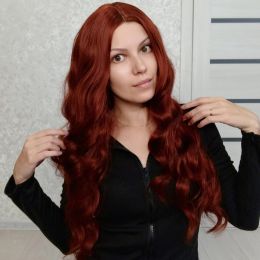 Wigs Red Brown Wig Long Wavy Wig Synthetic Wig Gold Red Wig Medium High Temperature Fiber Suitable for Women's Daily Wear Party