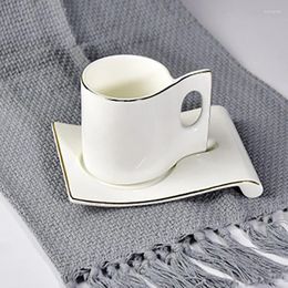 Cups Saucers Straight Ceramic Coffee Cup Simple And Creative Bone Porcelain Gold Edge Plate Gift Set