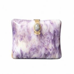 new Trendy Bags Fi Women Handbags Purple Elegant Acrylic Luxury Party Prom Evening Bag Woman Casual Cute Box Clutch Purse C1Ph#