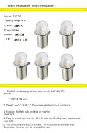 wholesale 2Pcs P13.5S 3V 4.5V 6V 9V 12V 18V 24V LED Bulb 2835 Led Flashlight Torch Replace Head Light Energy Saving Work Lamp