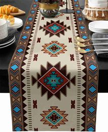 Table Runner Boho American Indian Style Linen Runners Dresser Scarves Decor Reusable Kitchen Dining Party yq240330