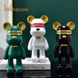 NORTHEUINS Resin 23cm Violent Bear Figurines Childrens Gift Cartoon Trend Doll Object Model Collection Ornament Decoration Item 240318