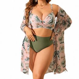 3 Pieces Plus Size Bikini Sexy Women Split Bikini Suit Comfortable Spring Summer Party Fi High Waist Swimwear Set U4TV#