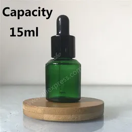 Storage Bottles Travel Emptpy15ml Glass Essential Oil Dropper Bottle 1/2oz Green Cosmetic Packaging With