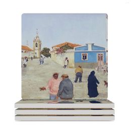 Table Mats Igreja De Ferragudo Ceramic Coasters (Square) Cute Kitchen Tea Cup Holders Customised