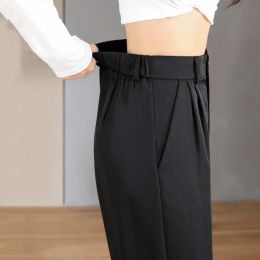 Women Chic Office Wear Straight Pants Vintage High Ladies Trousers Baggy Korean NEW Spring/Summer/Autumn Wide Leg Female