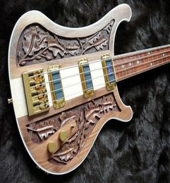 Rare 4004 Bastard LK Lemmy Kilmister Limited Edition Natural Walnut Handcarved Electric Bass Guitar Neck Through Body Checkerboa7037623