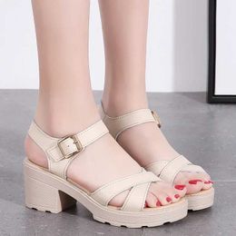 Sandals 2024 High Heels Gladiator Woman Open Head Sexy Block Heel Platform Shoes Summer Buckle Size 34-40 Women Sandalias jer H240328