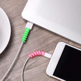 1PC Cable Protector Universal Silicone Data Cable Spiral Winder Wire Cord Organizer Cover For Iphone USB Charger Cable Cord