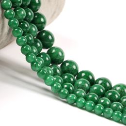 Natural Mi Huang Green Jades Stone Beads Round Loose Spacer For Jewelry Making DIY Bracelet Handmade 6/8/10mm