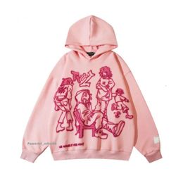 Men's Hoodies Sweatshirts Aelfric Eden Mens Y2k Cartoon Line Character Print Hoodie Harajuku Hip Hop Sweatshirt Pullover Hooded Streetwear Casual Tops 8454