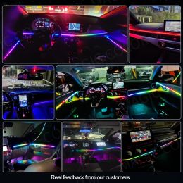 For Tesla Model 3 Y S X 2in1 Interior LED Ambient Lights USB APP Control Remote Universal Acrylic Symphony RGB Atmosphere Lamp