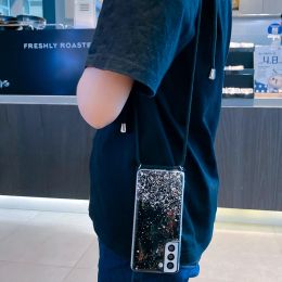 Glitter Phone Case For Samsung Galaxy A13 A23 A33 A53 A73 A72 A52 A54 A12 A34 A32 A71 A51 Cover Crossbody Necklace Lanyard Strap