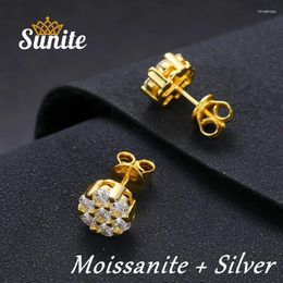 Stud Earrings Sunite Total 1.4ct Moissanite Diamond For Women Lab Wedding Jewellery Engagement Gift Forever Love