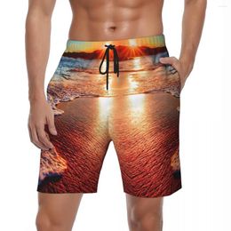 Men's Shorts Summer Gym Males 3D Seaside And Sunrise Printed Running Casual Beach Quick Dry Swim Trunks Plus Size 3XL