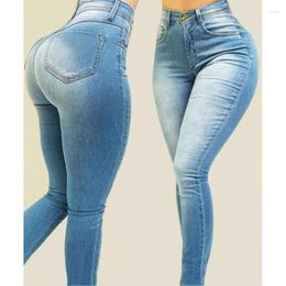 Women's Jeans FUAMOS Personalized High Waist Stretch Slim European American Shaping Pants Woman Demin Trousers