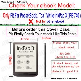 Case for Pocketbook Tea Vivlio InkPad 3 PB740 PB741 7.8" Color EReader Premium Leather Shell Flip Cover With Auto Sleep Cases