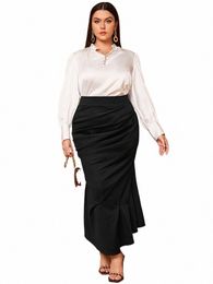 add Elegant Autumn 2022 Plus Size Women's Skirts Package Hip Fishtail Skirt Slim Woman Sexy Ruffled Edge Party Pencil Skirt B200 L2z7#