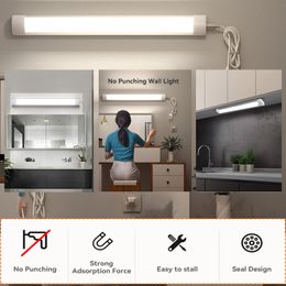 LED Lights Kitchen Cabinet Lamps 220V 110V Led Strip Lighting Fixture 10W 20W 30/50CM For Bedroom Closet Kitchen Lamp Tube Bar