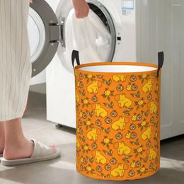 Laundry Bags Capybara With Oranges Leaves Circular Hamper Storage Basket Sturdy And Durable Great For Kitchens Toys