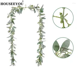 Decorative Flowers 200cm Simulation Ear Leaf Rattan Flocking Fake Plants Home Wedding Pography Wall Hanging Decoration Ornaments